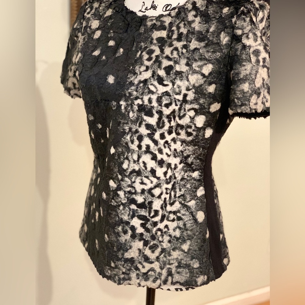 Bcbg furry leopard top in size M